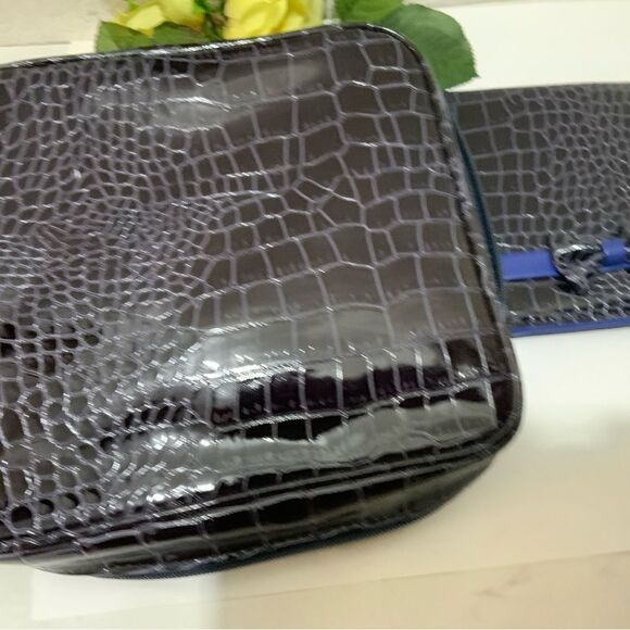 NEW Senegence Faux Alligator Embossed Zip Travel Makeup Bag and matching mirror - Picture 5 of 9